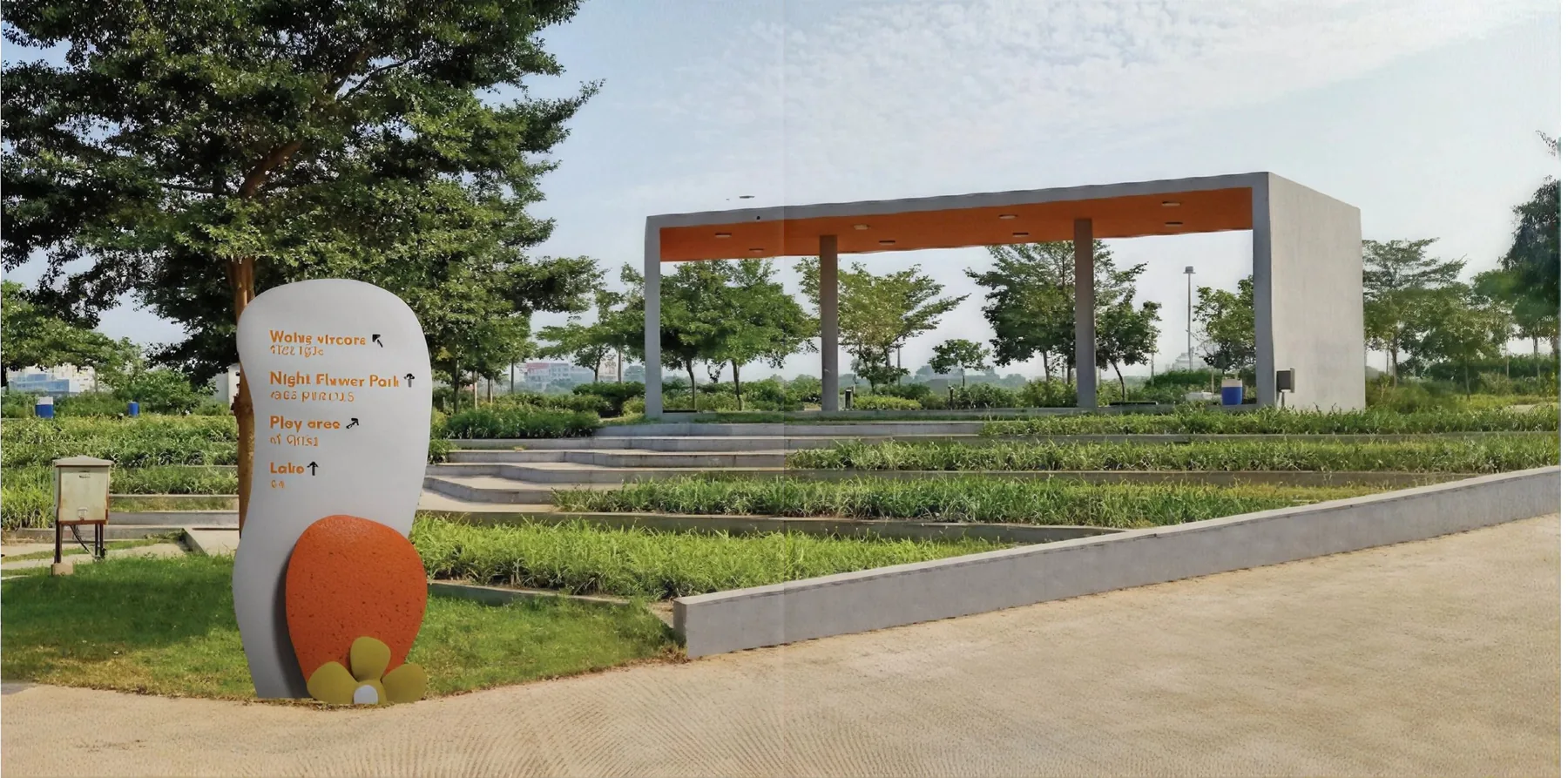 Flower Park wayfinding signage in situ