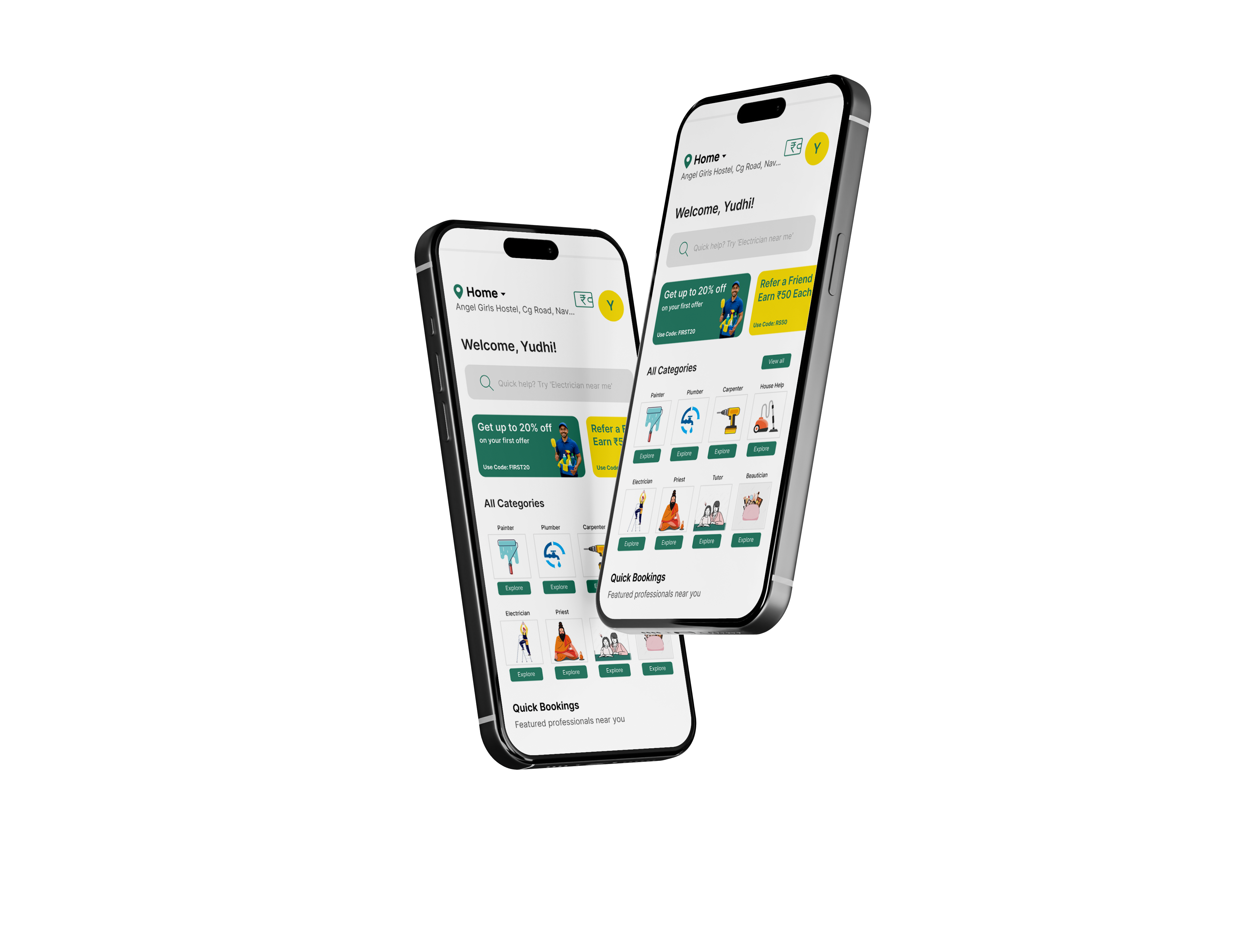 Prowork app screens overview