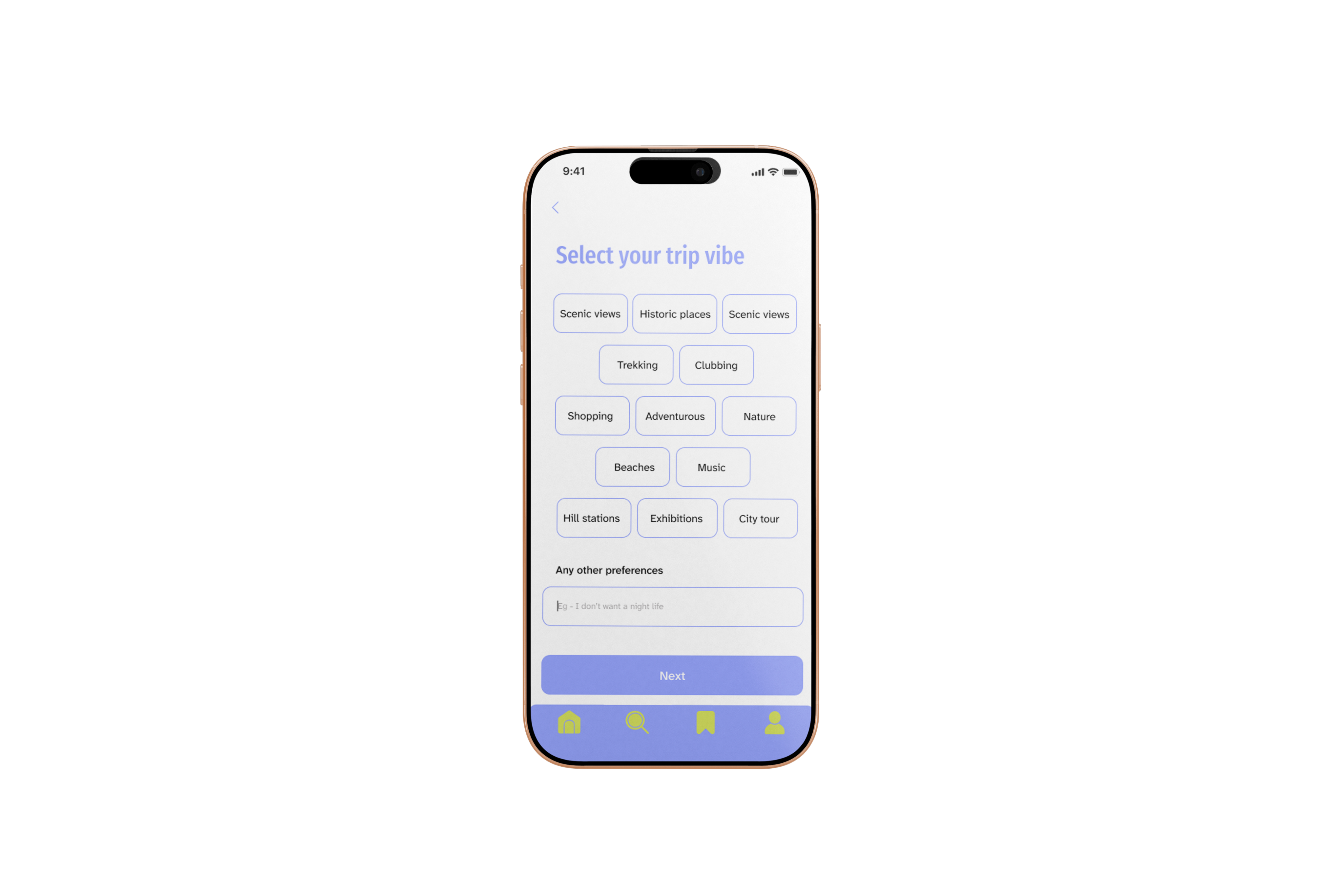 Tripease information flow screen