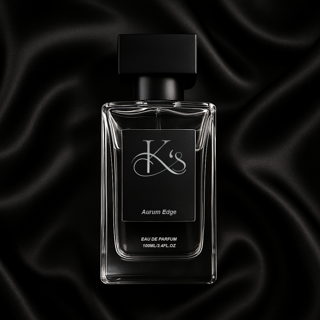 Aurum Edge bottle on black silk